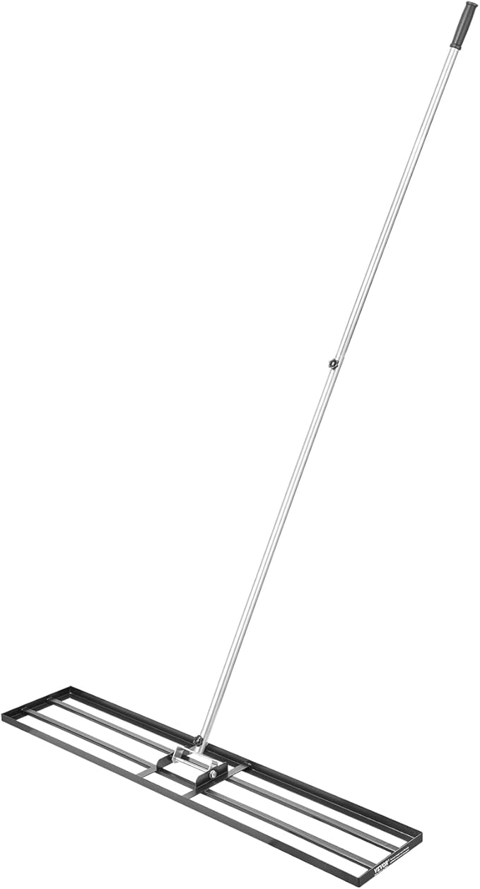 VEVOR Lawn Leveling Rake, Lawn Leveler with 83.9 in Handle, 48x10 in Ground Plate, Rust-Resistant Carbon Steel Soil Leveler, 2 Heights Adjustable, Effort Saving Lawn Leveling Tool for Yard Golf Court