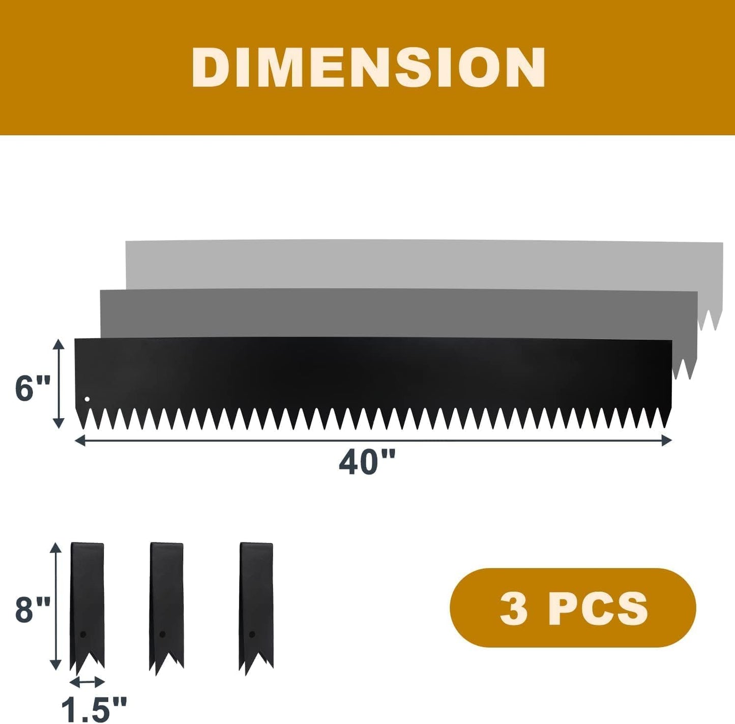 3 Pack - 40'' L x 6'' H Steel Landscape Edging Metal Edging for Landscaping Border Tall Garden Edging Lawn Edging No dig Hammer in Edging for Gravel Yard Pathway(10FT Total Length)