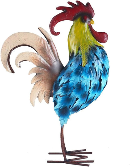 Rooster Statue Vintage Chicken Animal Sculpture Garden Decoration Metal Yard Art for Patio Lawn Backyard Outdoor Indoor Decoration