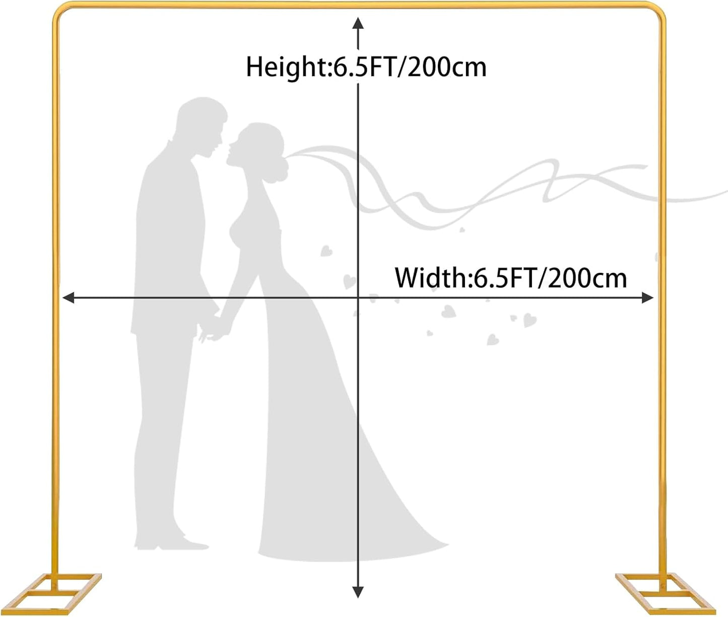 Wedding Arch Backdrop Stand Square 6.5FT Heavy Duty Metal Frame, Balloon Arch Stand Adjustable Photo Booth Decor for Baby Showers, Halloween Parties, Birthdays, Anniversaries