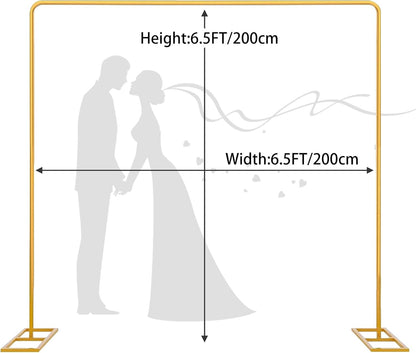 Wedding Arch Backdrop Stand Square 6.5FT Heavy Duty Metal Frame, Balloon Arch Stand Adjustable Photo Booth Decor for Baby Showers, Halloween Parties, Birthdays, Anniversaries