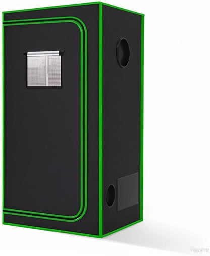 MELONFARM 2x2 Grow Tent, 24"x24"x72'' High Reflective 600D Diamond Mylar Canvas with Observation Window and Floor Tray for Hydroponic Indoor Plant Growing