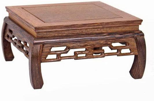 GOLDY&WENDY Oriental Furniture Rosewood Solid Wood Pedestal Square Carved Wooden Display Stand Flower Bonsai Wooden Base