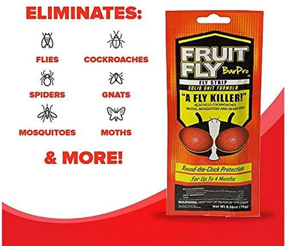 Fruit Fly BarPro – Vapor-Activated Insect Control Strip – Better Than Fruit Fly Traps – Kills Flies, Gnats, Roaches, Mosquitoes, and More – Odorless, 4 Month Protection
