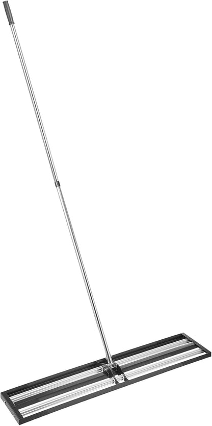 VEVOR Updated Lawn Leveling Rake with Roller, 48'' x 10" Stainless Steel Lawn Leveler with 83.9'' Adjustable Handle, Heavy Duty Yard Leveling Rake, Effort Saving Lawn Leveling Tool for Yard Golf Court