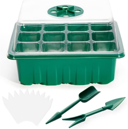 3 Pack Seed Starter Tray with Humidity Dome and Base (36 Cells Total), Plant Germination Kit for Seeds Growing Starting, Mini Seedling Propagator Small Greenhouse, Reusable Garden Supplies