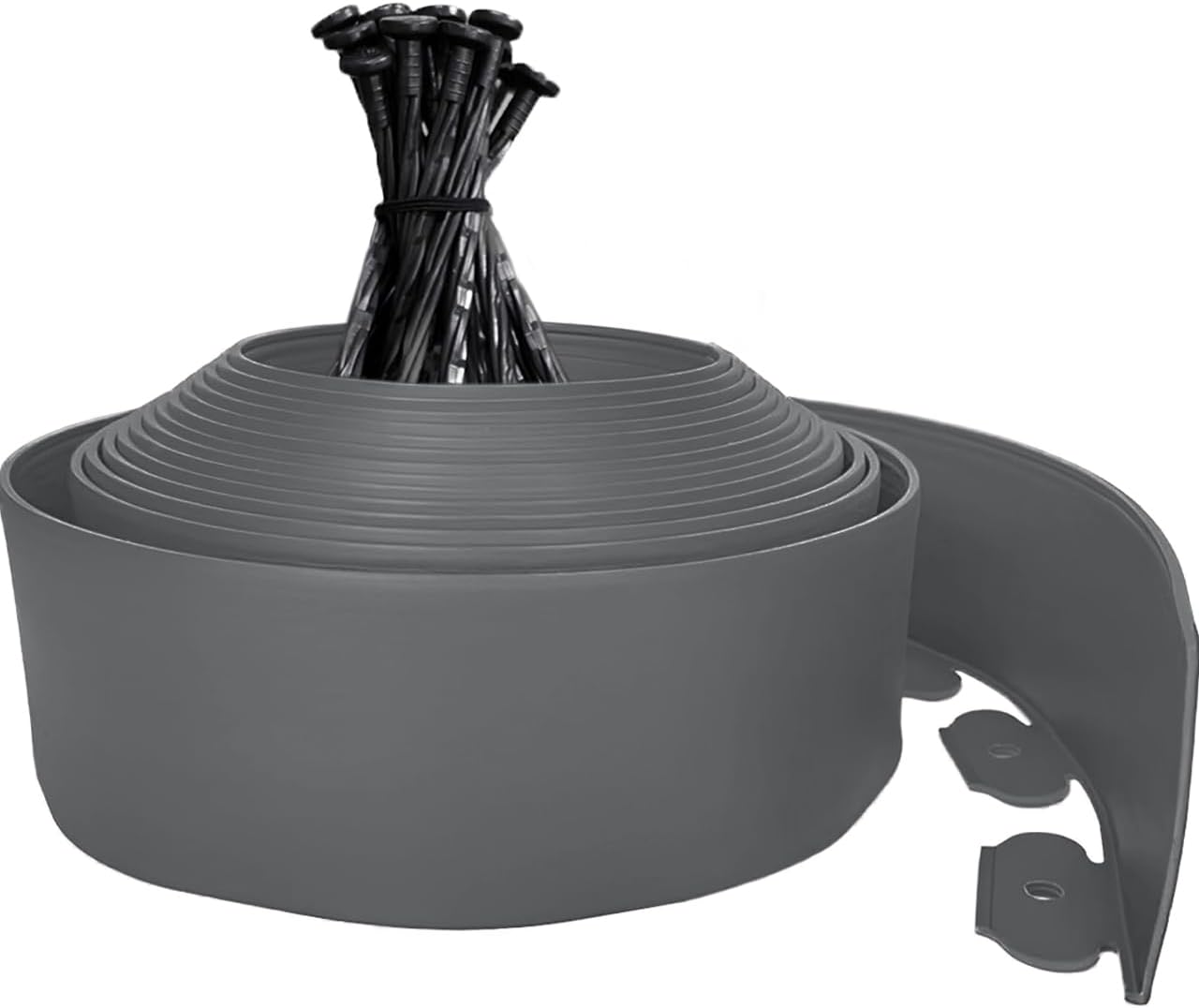 33FT Landscape Edging, 4in Tall Garden Edging Border with 50pcs Stakes Straight Top Edging for Yard Garden DIY Flower Beds Sidewalks Paver Edging, Grey