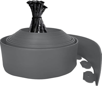 33FT Landscape Edging, 4in Tall Garden Edging Border with 50pcs Stakes Straight Top Edging for Yard Garden DIY Flower Beds Sidewalks Paver Edging, Grey