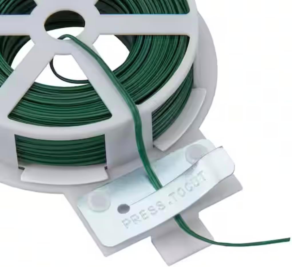Rocky Mountain Goods Twist Ties for Plants with Cutter - Green Garden Twist Ties for Outdoor/Indoor Plants, Climbing Plants - 100 Feet Cut to Custom Length - Soft But Strong Support for Delicate