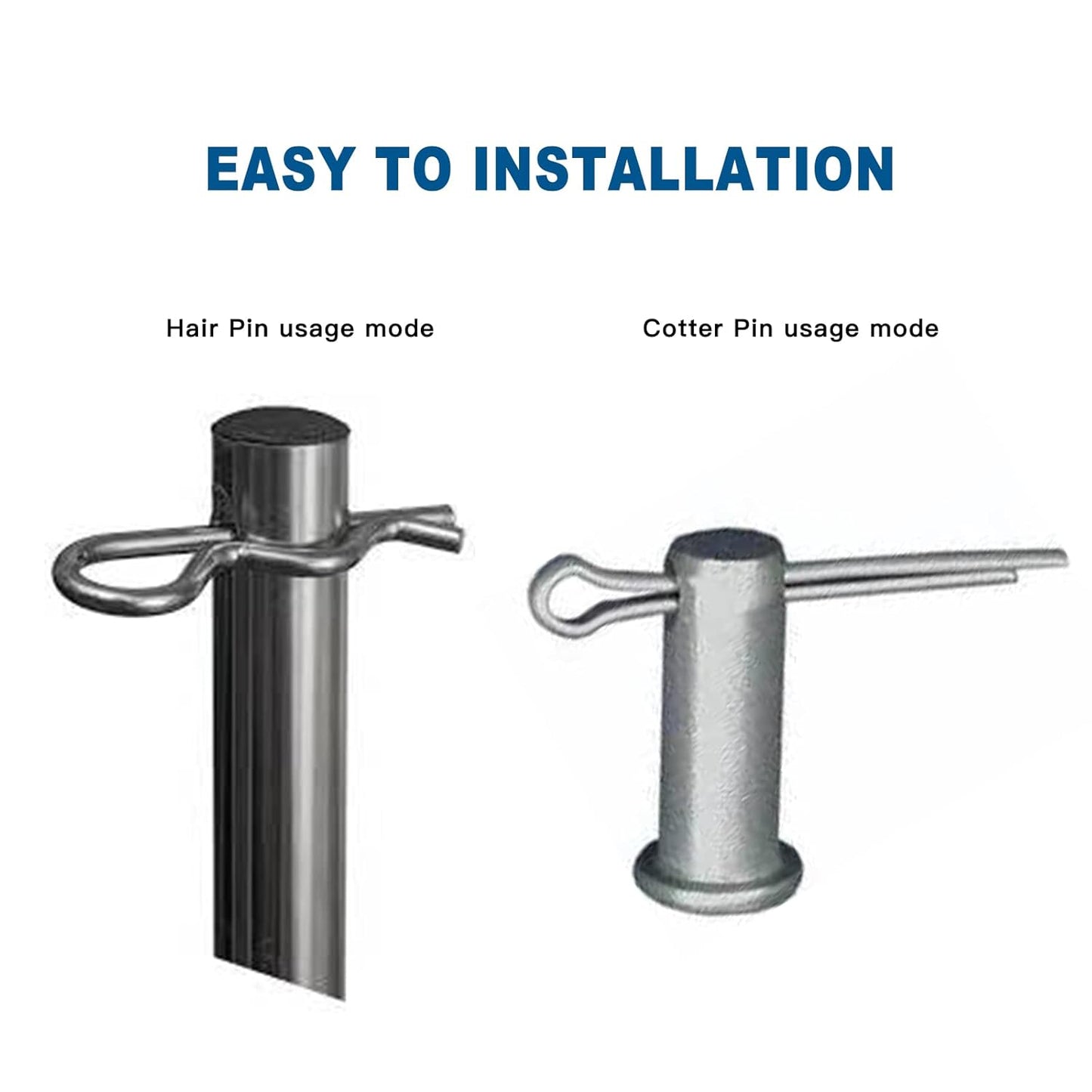 Boatsea 122Pcs Cotter Pin Hair Pin Clevis Pin Assortment Kit,R Clips Retaining Hair Pins Assortment, Including Single Hole Clevis Pin&Split Cotter Pin&R Clip Hitch Pin for Trailer Latch, Zinc-Plated