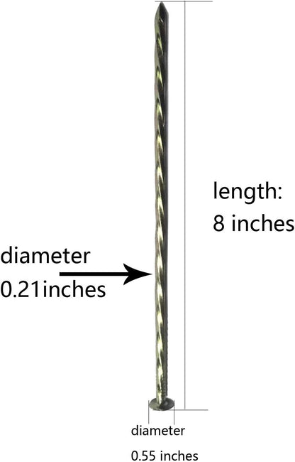 22 Pcs 8-Inch Landscape Stakes, Spiral Metal Galvanized Landscape Spikes, Garden Nails for Artificial Turf, Paver Edging, Weed Barrier, Carpentry and More