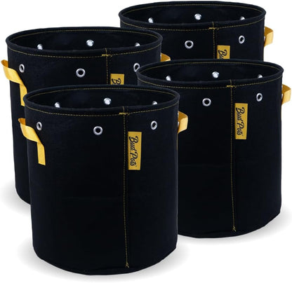 BudPots for Optimal Plant Growth | 7 Gallon Fabric Pots (26.5L) | 4-Pack | Metal Reinforced Rim - Sturdy & Never Collapses | Promotes Dense & Healthy Roots | Low Stress Training | Reusable