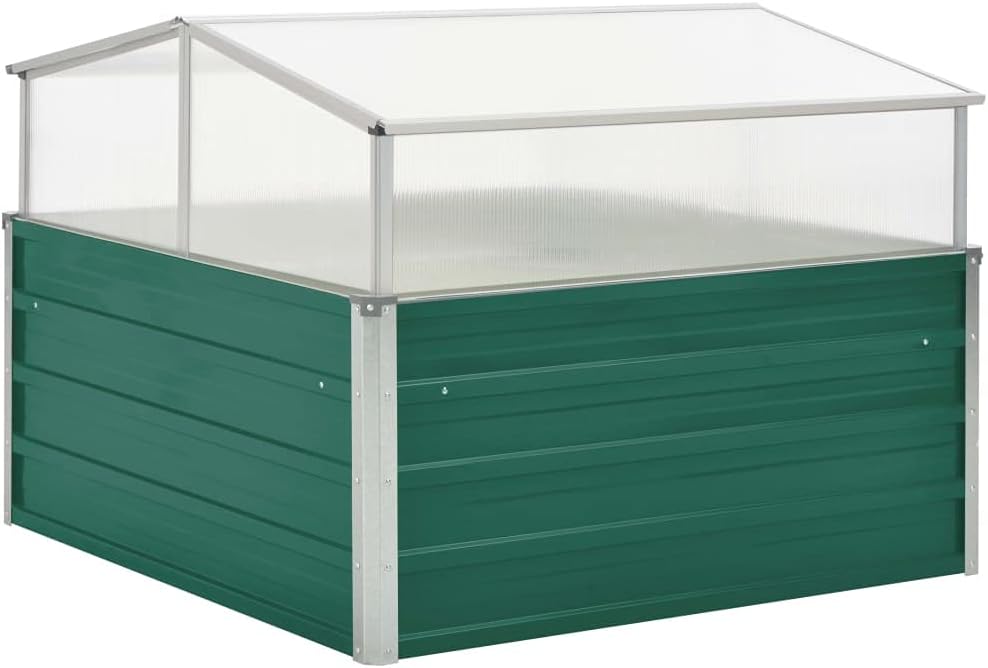 Galvanized Steel Greenhouse, 39.4"x39.4"x30.3", Green