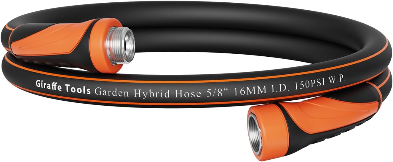 Giraffe Tools Garden Leader Hose 5/8 inch x 5ft, Short Water Hose Heavy Duty, Flexible, Lightweight Hybrid Hose with Swivel Handle, Male to Female Fittings