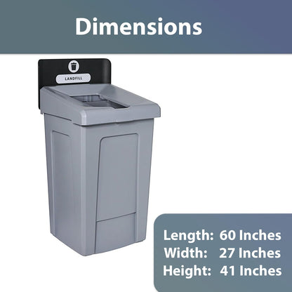 Stager Direct, 33 Gallon Landfill Recycling Station with Lid, Recycle Bin, Exterior Trash Can, Recycling Station Kit, Heavy Duty Premium Plastic, Perfect for Kitchen, Office, Garden, Garage, (N.4)