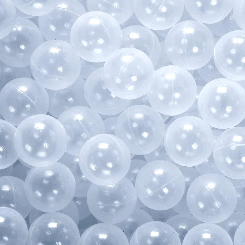 PlayMaty Clear Ball Pool Pit Balls - 100pcs Phthalate Free BPA Free Plastic Ocean Balls for Kids Fun Toys for Playhouse Play Tent Playpen Pool (Φ2.16)