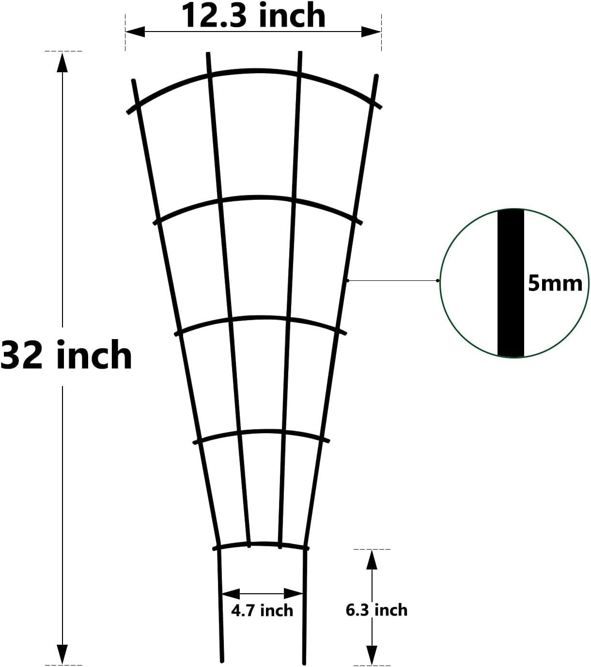 4 Pack 32'' Indoor Plant Trellis for Potted Plants Climbing Outdoor Metal Garden Trellis Houseplants Flowers Vine Ivy,Fan Shape, Black