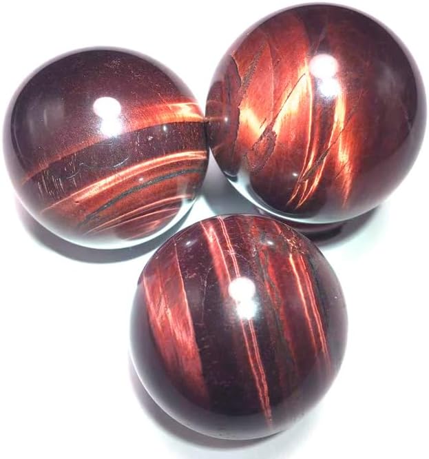 4-5CM/1.58-1.97inch Natural Crystal Red Tiger Eye Ball Quartz Massage Polished Spheres Reiki Healing Exquisite Room Decor Rock Ball Souvenirs Gift(Red Tige Eye, 40-50mm)