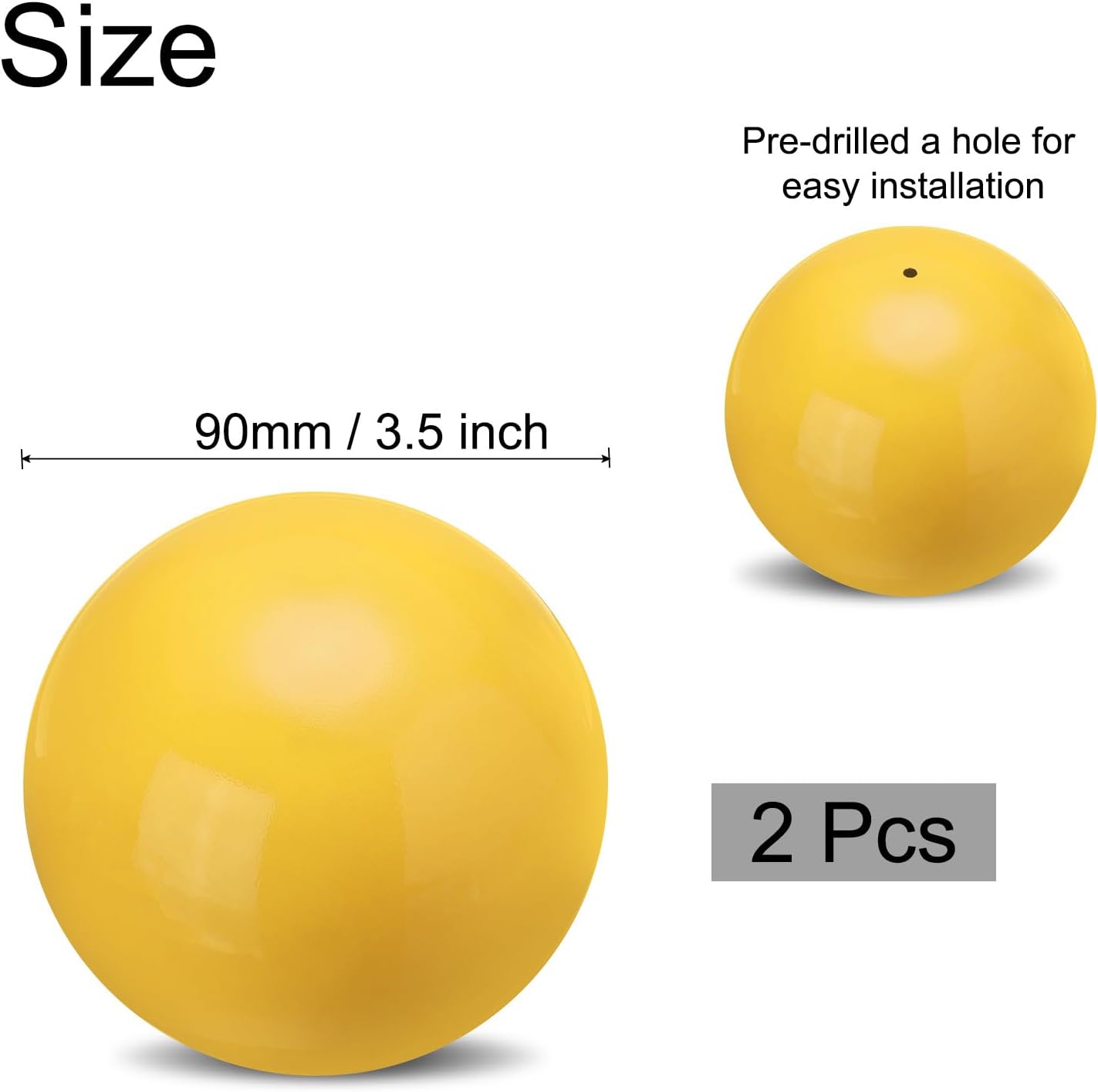 uxcell 2 Pcs Gazing Globe Decor Ball 3.5 Inch 90mm Reflective Garden Sphere Hollow Ball, Seamless Stainless Steel Gazing Ball, Smooth Mirror Globe for Garden Home Decor, Bright Yellow