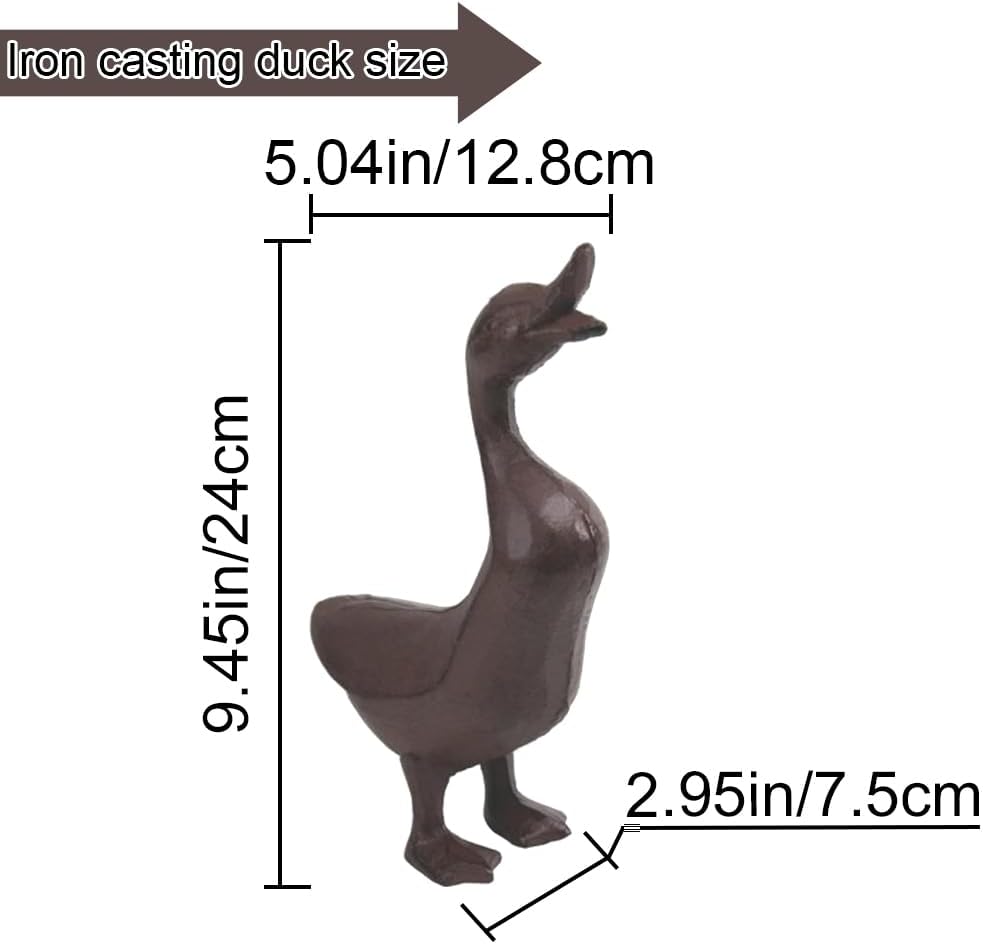 Cast Iron Duck Garden Concrete Garden Statues Duck, Garden Yard Pond Decor Rustic Antique Brown-Duck Door Stop