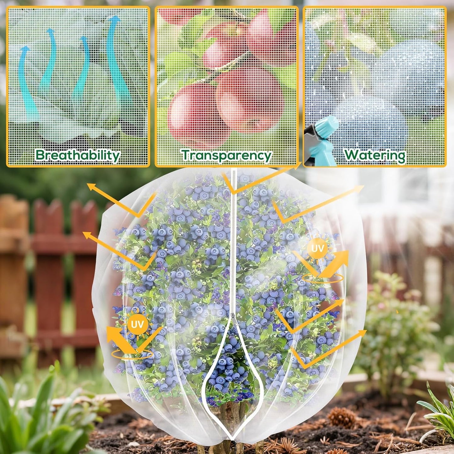 2 Pack Fruit Tree Netting Covers with Zipper & Drawstring – Ultra Fine Mesh Plant Protection Bags for Birds, Deer, Bugs & Garden Pests, 4 x 5 FT