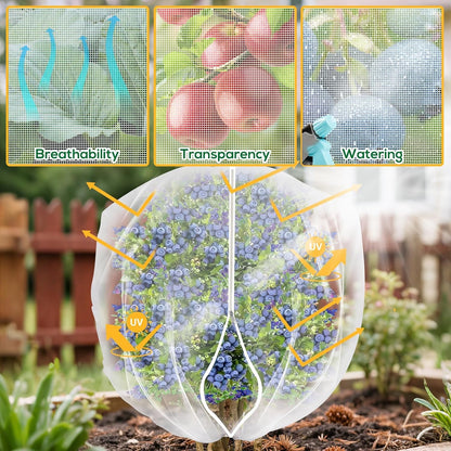 2 Pack Fruit Tree Netting Covers with Zipper & Drawstring – Ultra Fine Mesh Plant Protection Bags for Birds, Deer, Bugs & Garden Pests, 4 x 5 FT