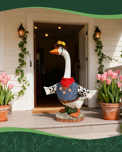 Cowboy Goose Outfit for 23" Lawn Goose Statue – Denim Costume Set for Porch, Garden & Seasonal Decor