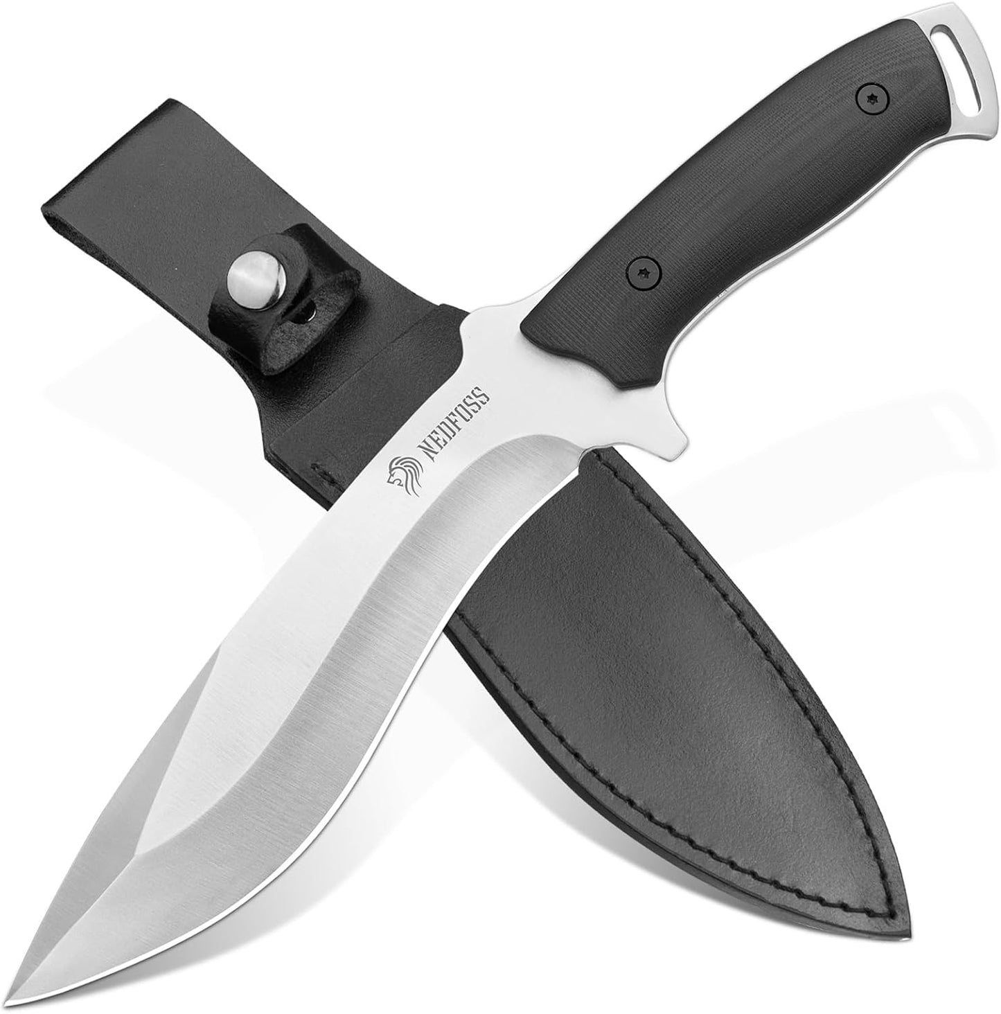 NedFoss Kukri Knife, Full Tang Hunting Knife with Sheath, 6" AUS-8 Steel Fixed Blade, 0.23" Thickness, G10 Handle, Heavy Duty Survival Knife Camping Gifts for Men Women
