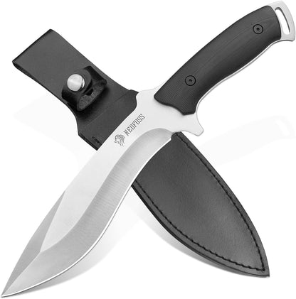 NedFoss Kukri Knife, Full Tang Hunting Knife with Sheath, 6" AUS-8 Steel Fixed Blade, 0.23" Thickness, G10 Handle, Heavy Duty Survival Knife Camping Gifts for Men Women