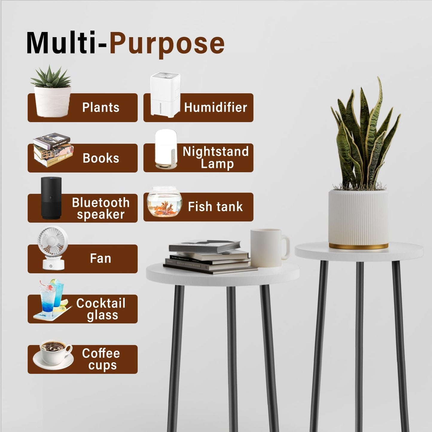 Plant Stand Indoor 2 Pack: Corner Wood 20 Inch Plant Stand Mid Century Modern Decor - Small Round Plant Table for Indoor Plants - Outdoor Plant Holder for Patio Living Room Bathroom Office (White)
