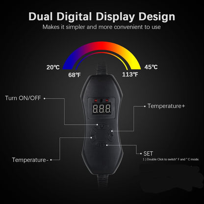 Seedling Heat Mat with Digital Thermostat, 10" x 20.75" Waterproof Heating Pad for Hydroponic Germination Seed Starting, Adjustable Controller