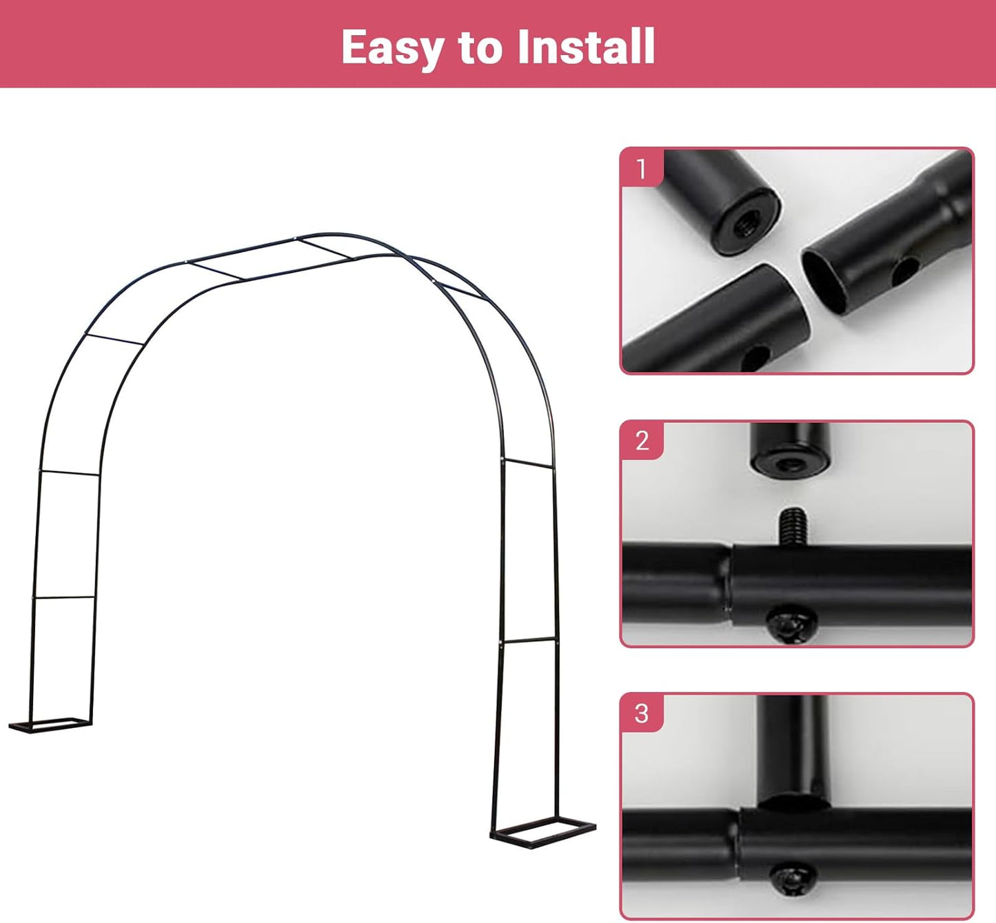 Gigicloud 9.8ft x7.2ft Garden Arch Arbor, Garden Trellis for Climbing Plants Metal Pergola Arbor Wedding Arches for Ceremony for Wedding Ceremony Party Rose Lawn Courtyard Patio Black