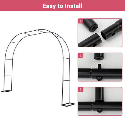 Gigicloud 9.8ft x7.2ft Garden Arch Arbor, Garden Trellis for Climbing Plants Metal Pergola Arbor Wedding Arches for Ceremony for Wedding Ceremony Party Rose Lawn Courtyard Patio Black