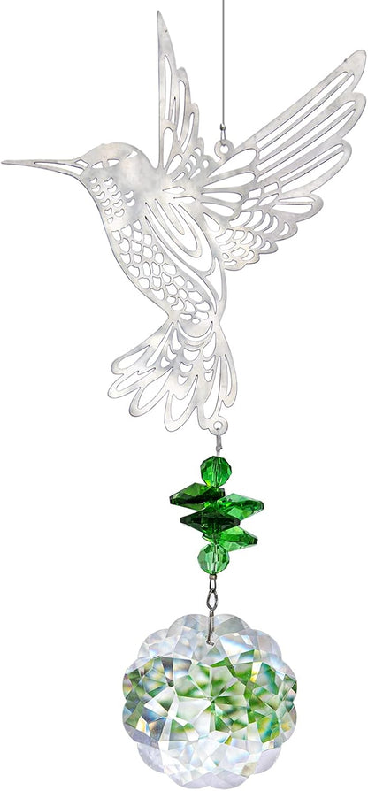 H&D HYALINE & DORA Glass Crystal Flower Prism Rainbow Maker Hummingbird Hanging Window Sun Catcher for Gift