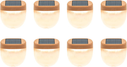 Vego garden Rippled Solar Garden Lights with Auto Sensors Magnetize Securely to Raised Beds, IPX4 Waterproof Outdoor LED Light for Patio & Yard Terra Cotta, 8 Pack