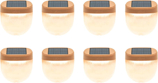 Vego garden Rippled Solar Garden Lights with Auto Sensors Magnetize Securely to Raised Beds, IPX4 Waterproof Outdoor LED Light for Patio & Yard Terra Cotta, 8 Pack