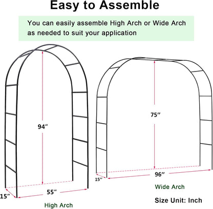 Skypatio Outdoor Flower Garden Arch Trellis 7.8Ft High x 4.6Ft Wide, Metal Garden Pergola Arbor for Climbing Plants, Black