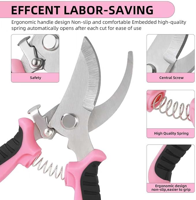 Pruning Shears Garden Scissors Tools: 4pcs Stainless Steel Gardening Clippers for Tree Pole, Hedge, Bonsai, Plants, Vegetable, Gardeners Work Accessories for Flower Arrangement, Yard Landscaping