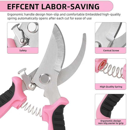 Pruning Shears Garden Scissors Tools: 4pcs Stainless Steel Gardening Clippers for Tree Pole, Hedge, Bonsai, Plants, Vegetable, Gardeners Work Accessories for Flower Arrangement, Yard Landscaping