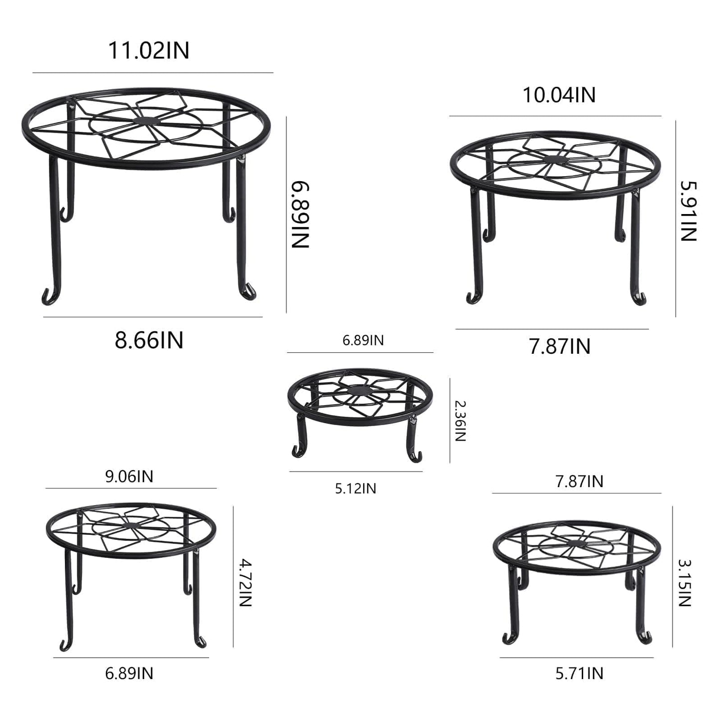 Autopromake 5 Pack Metal Plant Stands,Heavy Duty Potted Holder for Flower Pot,Indoor Outdoor Metal