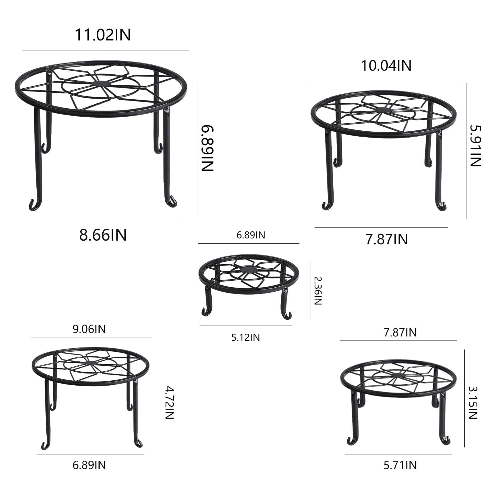 Autopromake 5 Pack Metal Plant Stands,Heavy Duty Potted Holder for Flower Pot,Indoor Outdoor Metal