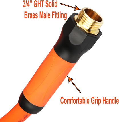 YOTOO Heavy Duty Hybrid Garden Water Hose 5/8-Inch by 25-Feet 150 PSI Kink Resistant, Flexible with Swivel Grip Handle and 3/4" GHT Solid Brass Fittings, Orange