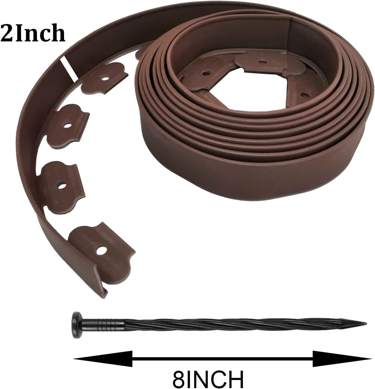 Landscape Edging,20ft Plastic Garden Edging with 20 Stakes,Lawn Edging for Lawn,Yard,Flower Gardens Border (Brown-20FT)