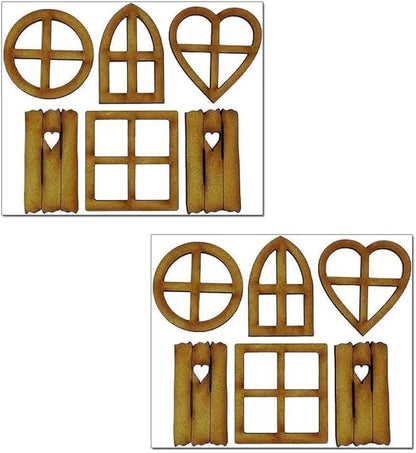 12Pcs Brown Wooden Fairy Garden Door,Blank Doors Fairy House Door and Windows Ornaments Tree Statues for Tree Trunk Yard Decoration Miniature Garden Buildings and Structures