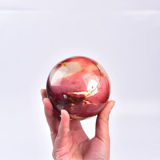 JIC Gem Natural Eggs Yolk Quartz Ball Sphere Big Gemstone Ball Healing Crystal Decorative Ball with Stand Chakra Meditation Reiki Desktop Decoration 9-10cm