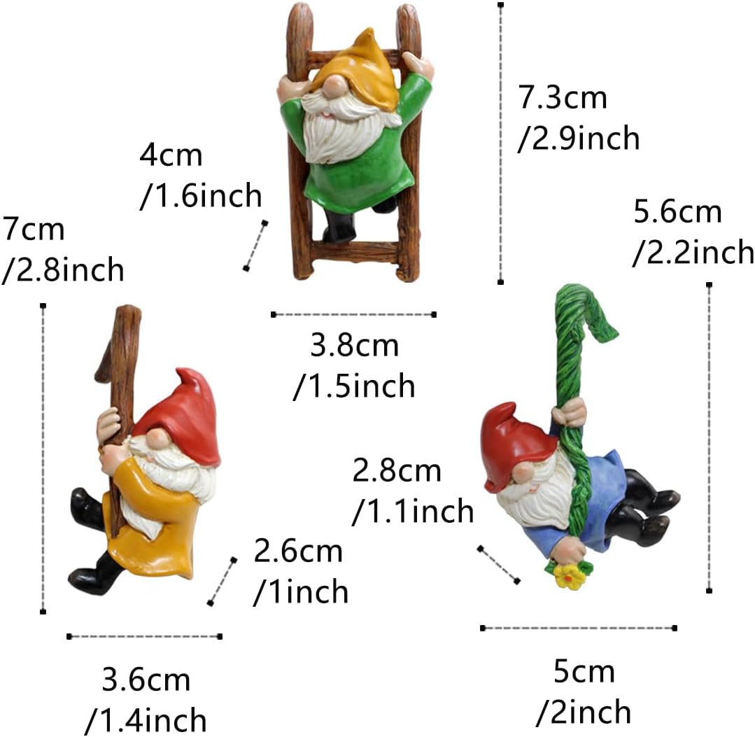 3 PCS Garden Gnomes Decor,Outdoor Garden Gnomes Crafts, Resin Statue,Flower Pot Landscape Dwarf for Home,Office and Chrismas.