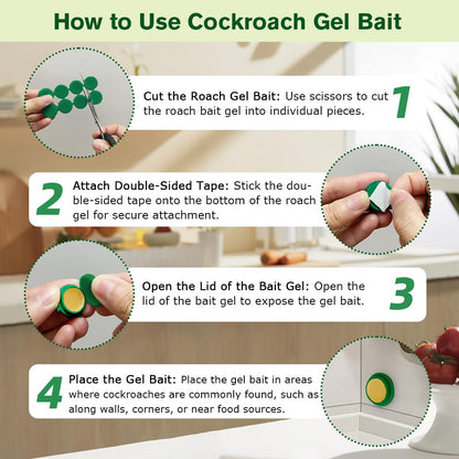 32 Pack Cockroach Gel Bait, Highly Effective Roach Killer Indoor Infestation Solution, Fast Acting Cockroach Killer Indoor Home Kitchen Use, Easy to Apply & No Mess Roach Bait, Long-Lasting