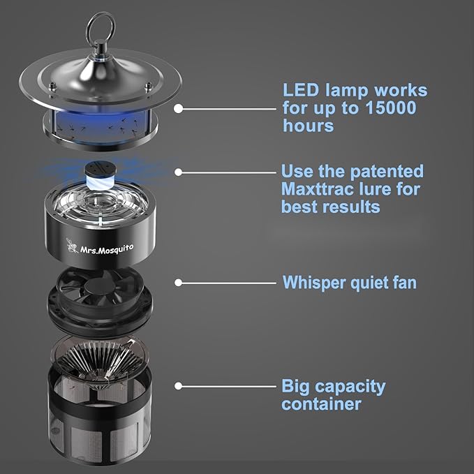 MM400 Trap + MAXTTRAC Lure: Premium Quality snags Mosquitoes, gnats, midges Across ½ Acre—3-Year Guarantee, Lures Blood-Suckers efficiently