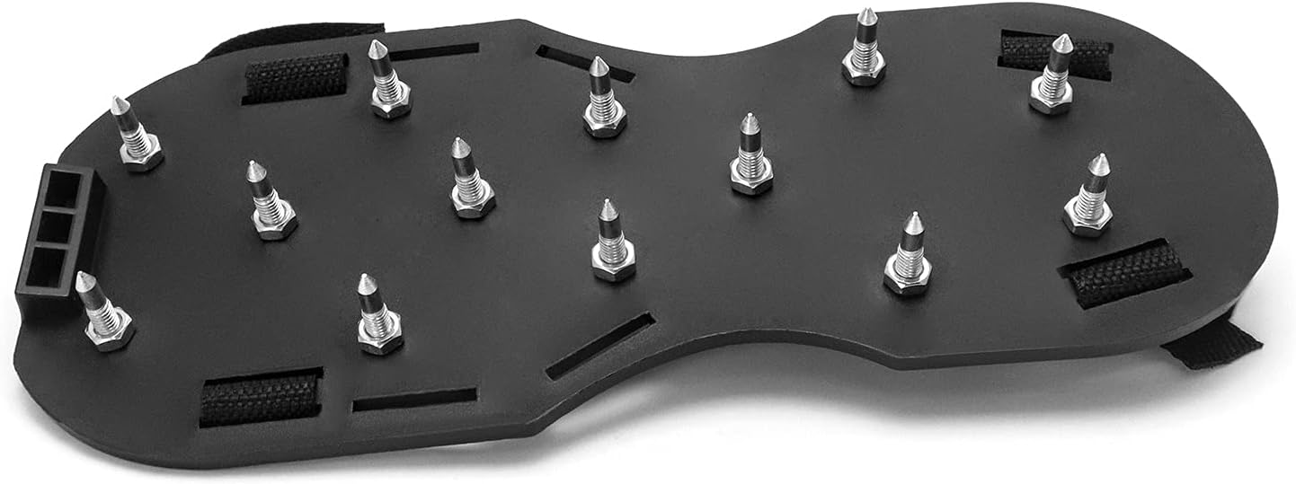 QWORK Gunite Spiked Shoes With 3/4” Short Spikes Perfect For Epoxy Floor, Overlays, Cover Installation, Green Color (Pair)