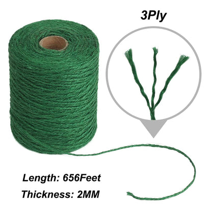 Vivifying Garden Twine, 656 Feet 2mm Green Plant Ties, Strong Jute Twine String for Climbing